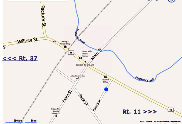 Map location of Evans Mills Church